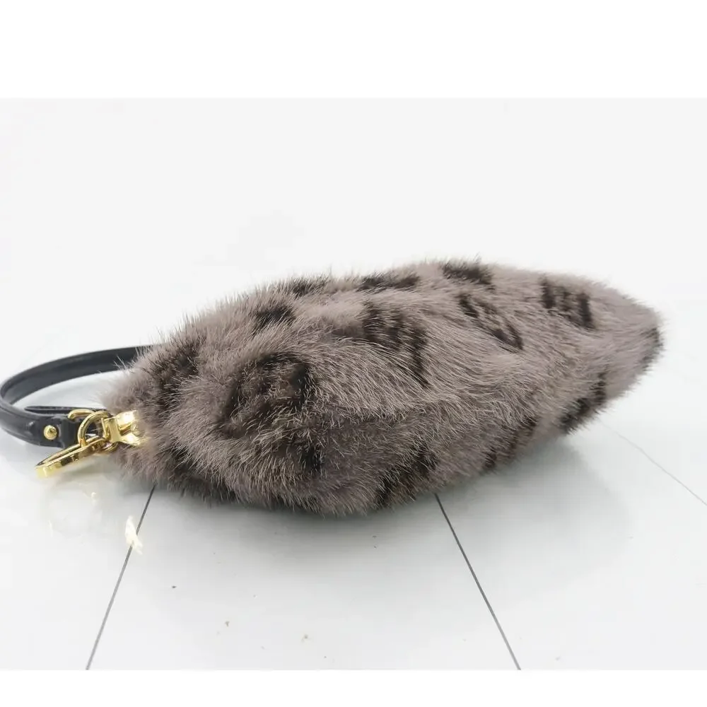 Louis Vuitton Mink Fur Bag Monogram Milla Vision MM Gray Vintage Rare Shoulder